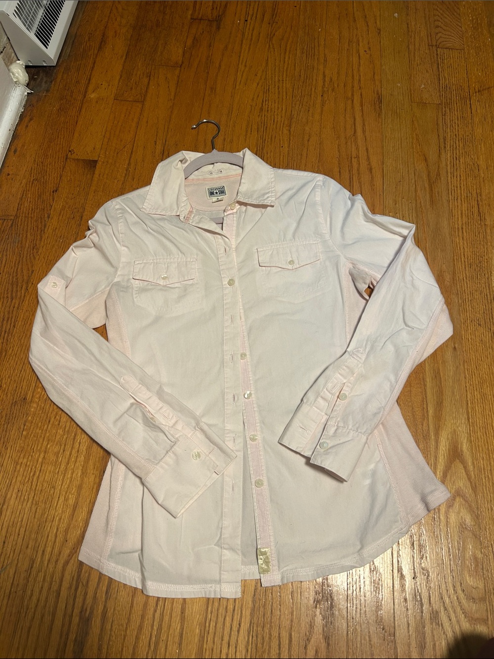 Converse Light Pink Girls' Long-Sleeve Button-Down Shirt